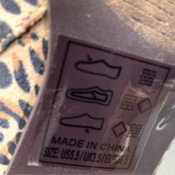 Qupid Pointed Toe Leopard Print Heeled Booties Chunky Block Heel Ankle Boot 5.5M - Picture 14 of 16